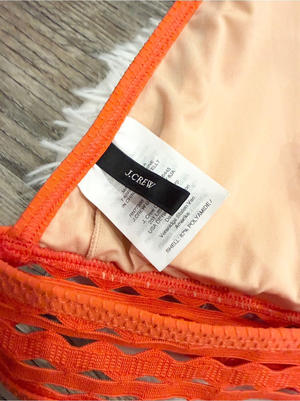 J. Crew Bikini Top Triangle Ric Rac Trim Cutout Orange XL - Picture 4 of 6